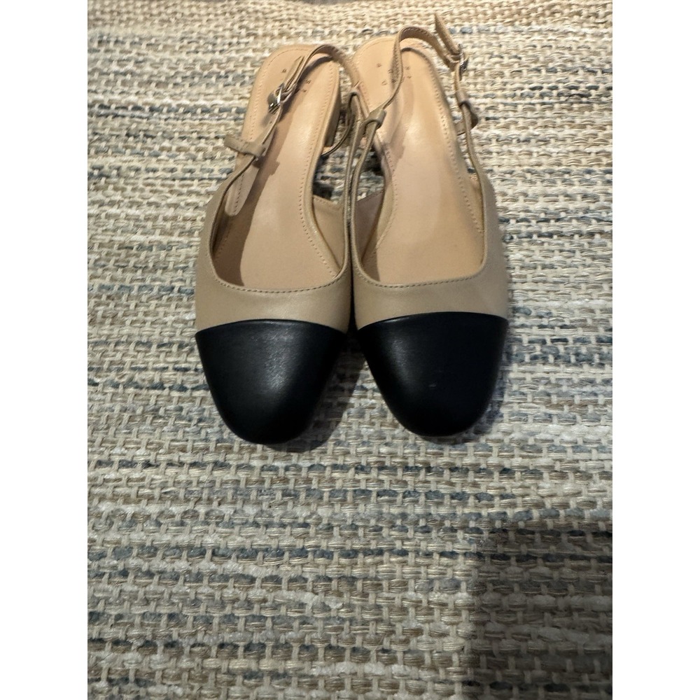 A New Day Maxine Slingback Flats Black Beige 7 Brand New